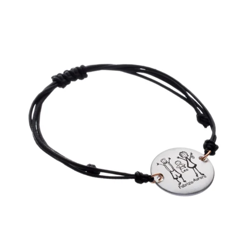 Bracciale Personalizzato Medaglia Cerchio Argento Oro CE01C-BC Happy Family