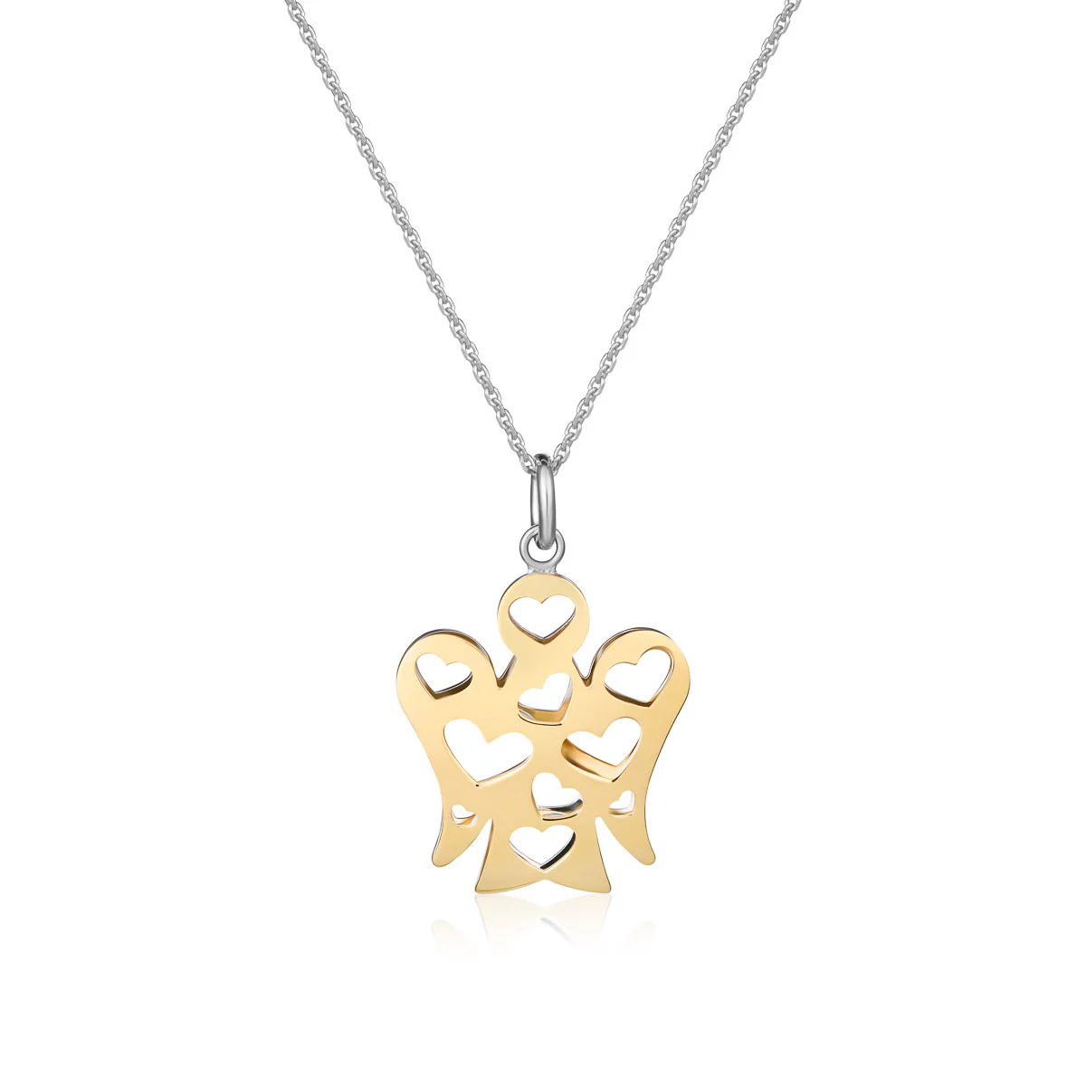 Collana Pendente Angelo Cuori Double Face Oro NKT320 Roberto Giannotti