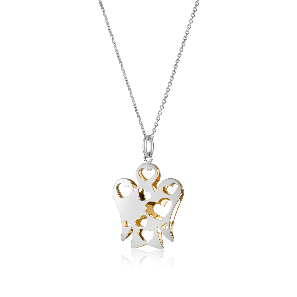 Collana Pendente Angelo Cuori Double Face Oro NKT320 Roberto Giannotti