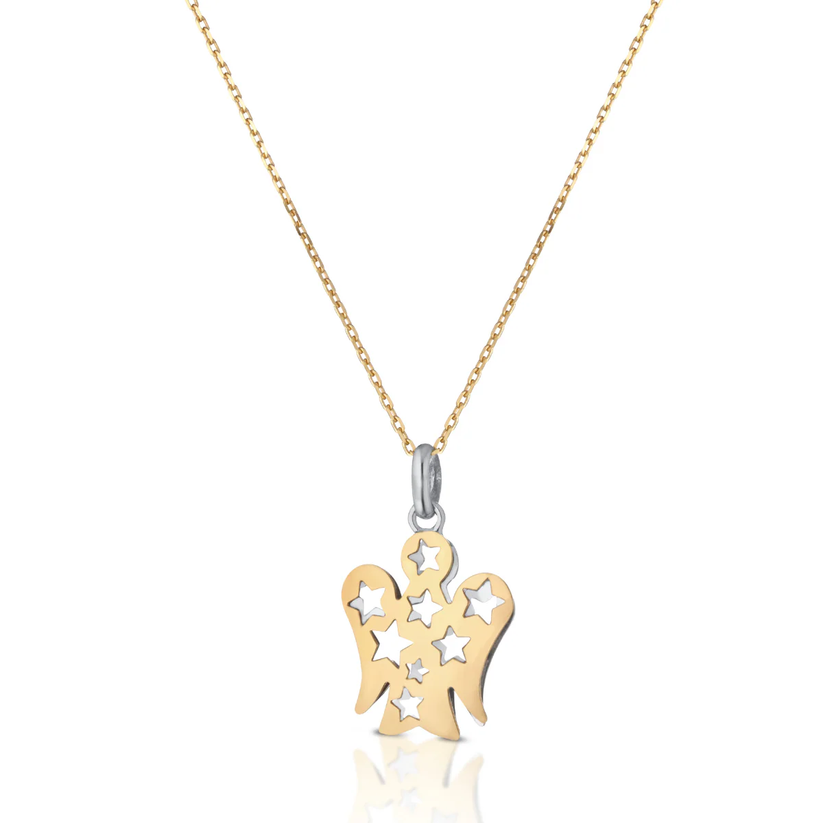 Collana Pendente Angelo Stelle Double Face Oro NKT318 Roberto Giannotti