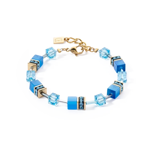 Bracciale Coeur de Lion GeoCUBE® Iconic Mono Oro Turchese 4020/30-0600