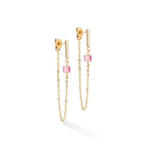 Orecchini Mini Cubes e Chain oro-rosa  5076-21-1916 Coeur de Lion