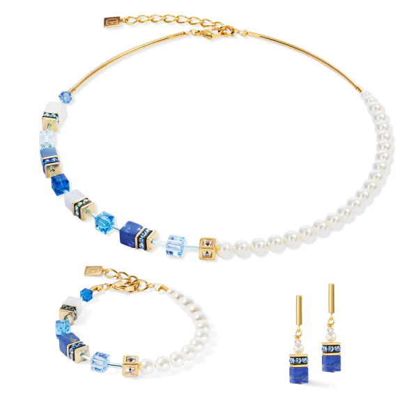 Orecchini GeoCUBE® Precious Fusion Pearls blu  5086210716 Coeur de Lion - immagine 3