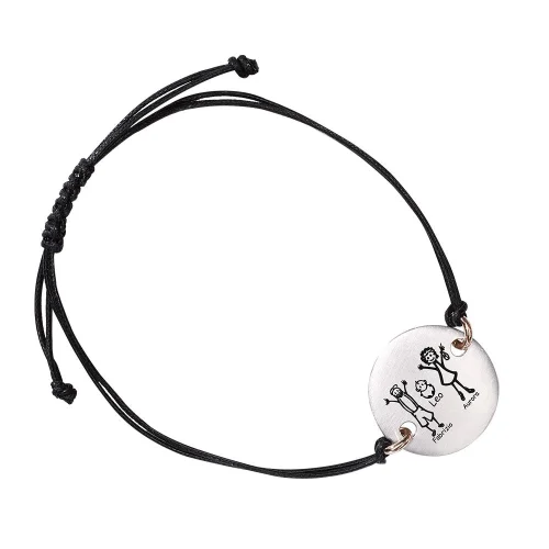 Bracciale uomo Argento con cerchio piccolo e famiglia personalizzabile CE01C-BC Happy Family