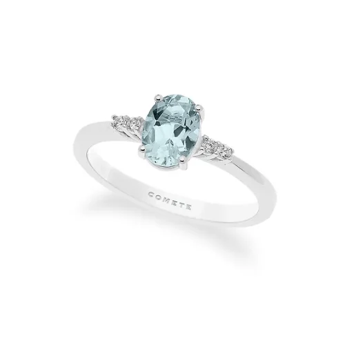 Anello in Oro Diamanti e Acquamarina Ovale ANQ 296 Comete