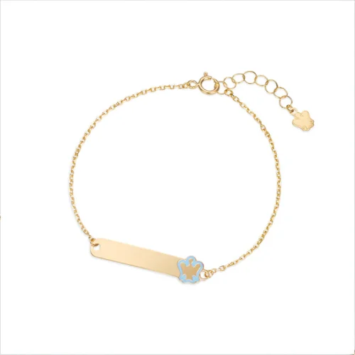 Bracciale oro bambino con targhetta e angelo azzurro NKT380 Roberto Giannotti