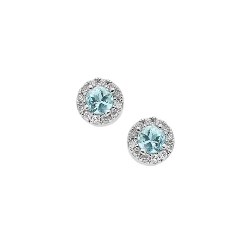Orecchini in Oro Diamanti e Acquamarina Tonda  ORQ 226 Comete