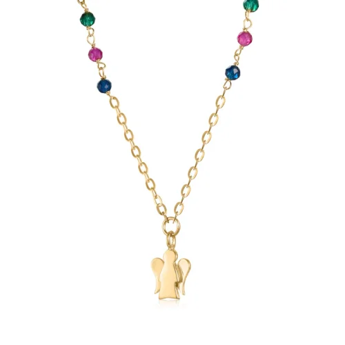 Collana con pendente angelo in oro e pietre colorate PZ671 Roberto Giannotti