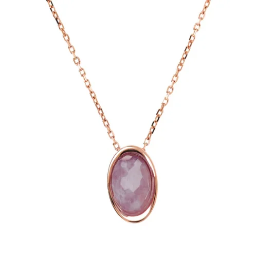 Collana Catena Forzatina con Pendente in Pietra Naturale Ovale Sfaccettata Collezione Felicia WSBZ02149.AML Bronzallure