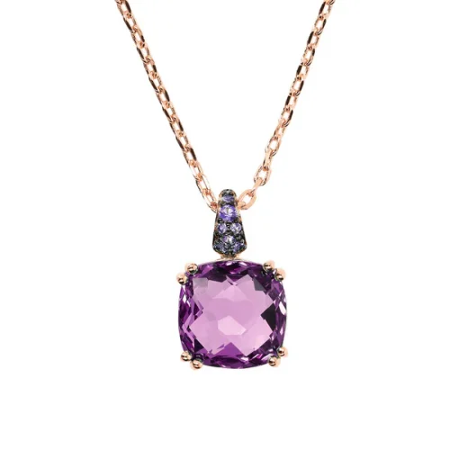 Collana Catena Rolo con Prisma Gem Quadrata e Pavé Collezione Preziosa WSBZ02180.AM Bronzallure