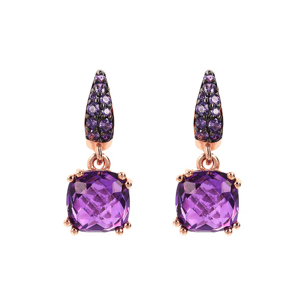 Orecchini Pendenti con Prisma Gem Quadrata e Pavé Collezione Preziosa WSBZ02182.AM Bronzallure