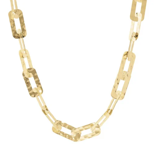 Collana Catena Rettangolare Piatta Martellata   WSET00593.45CM Etrusca Gioielli lega Golden placcata oro giallo 18kt