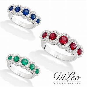 Anelli con zaffiro rubino smeraldo e diamanti COD 457 Di Leo