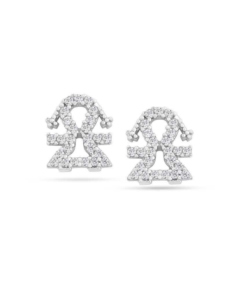 Orecchini bimba oro bianco 18kt e zirconi Ambrosia Primavera AOZ373