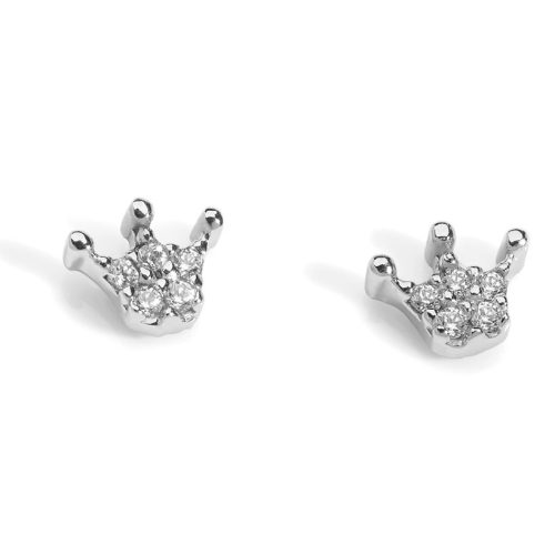 Orecchini corona oro bianco 18kt  e zirconi Ambrosia  AOZ275