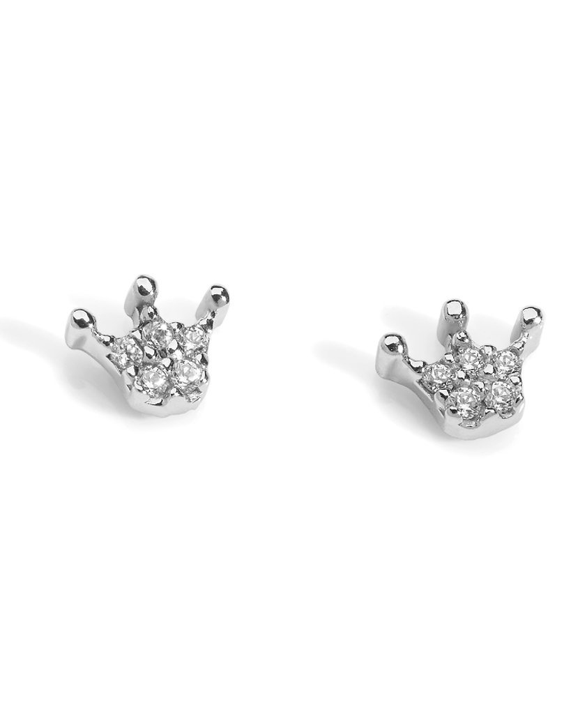 Orecchini corona oro bianco 18kt e zirconi mbrosia AOZ275
