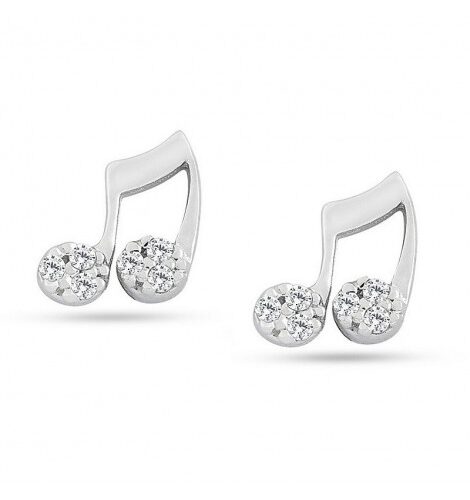 Orecchini Note Musicali in Oro e 750‰ Zirconi Bianchi AOZ 367 Ambrosia