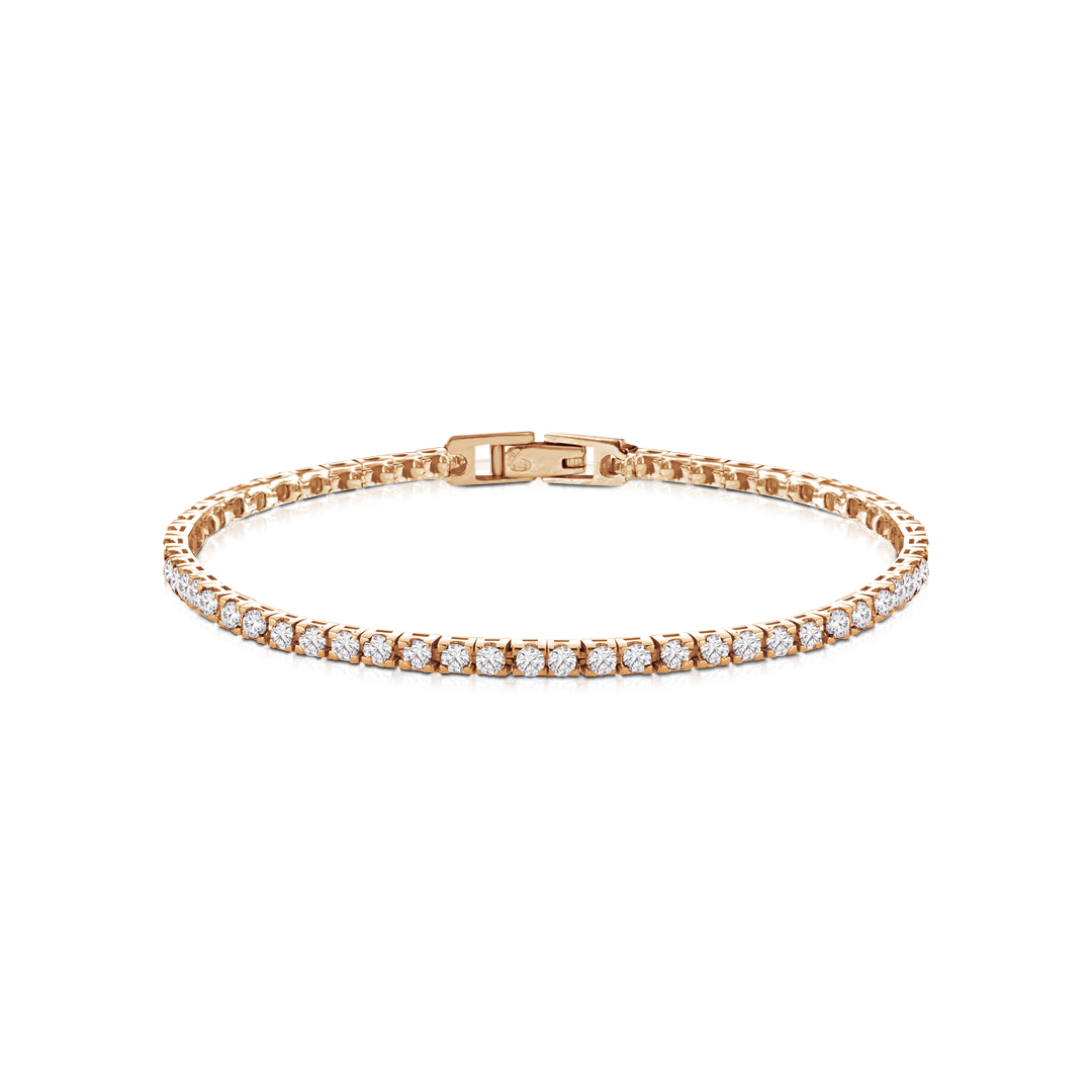 Bracciale Tennis Argento Oro Rosa Zirconi Bianchi KT925-013 Kulto 925